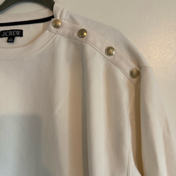 J. Crew Cream Sweatshirt with Button Details - Picture 3 of 7